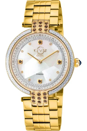 GV2 by Gevril Matera Swiss Quartz Mother of Pearl Dial, 316L Stainless Steel IPYG Bracelet