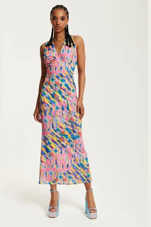 House of Holland Maxi Dress With Multicolour Rainbow Print