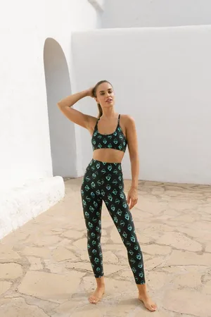Dancing Leopard Malala Triangle Print Stretchy Yoga Leggings High Rise Active Pants