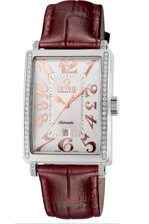 Gevril Glamour White Dial Leather Watch