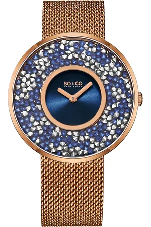 Soco Chelsea 5223M 40mm Crystal Gem Dial Watch with Mesh Bracelet