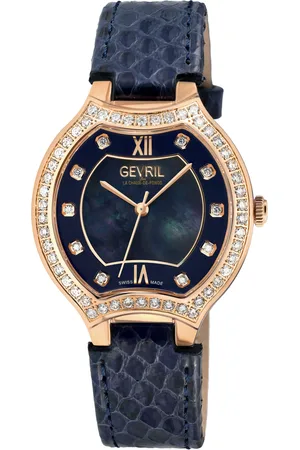 Gevril Lugano Swiss Diamond , MOP Dial, IPRG Case,Genuine Italian Handmade Leather Strap Swiss Quartz Watch