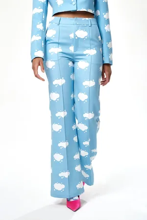 Liquorish Cloud Print Suit Trousers in