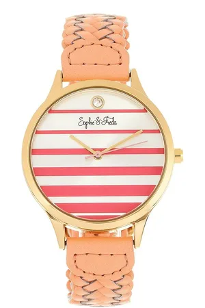 Sophie And Freda Tucson Leather-Band Watch with Swarovski Crystals