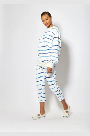 House of Holland Blue Ink Stripe Capri Style Joggers