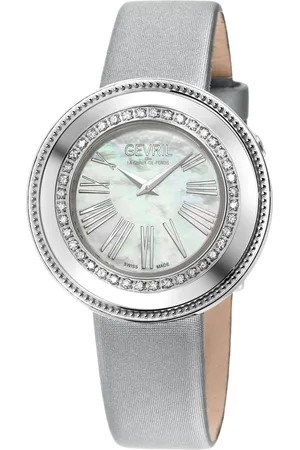 Gevril Gandria Swiss Diamond , 316L SS Case, MOP Dial, Genuine Italian Made Leather Strap Swiss Quartz Watch