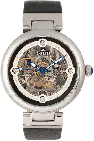 Empress Adelaide Automatic Skeleton Leather-Band Watch