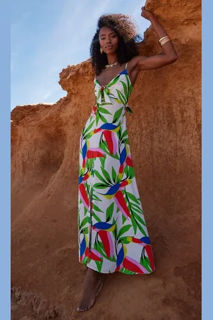 Dancing Leopard Blossom Tropical Print Maxi Dress Floaty Shape Outfit