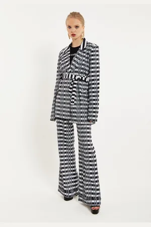 House of Holland Striped Blazer With Eye Embroidery Back