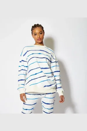 House of Holland Blue Ink Stripe Sweatshirt Zip Detail