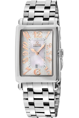 Gevril Ave of Americas Mini Stainless Steel Case,White MOP Dial Swiss Quartz Watch