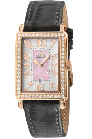 Gevril Ave of Americas Mini Rose Stainless Steel DIamond Case,Pink MOP Dial Swiss Quartz Watch