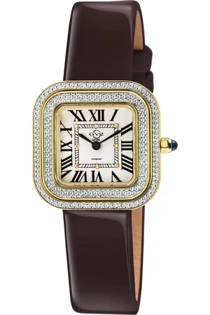 GV2 by Gevril Bellagio Swiss Made Diamond Watch, Silver-White Dial, Genuine Handmade Leather Strap