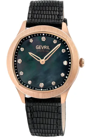 Gevril Morcote Swiss Diamond MOP Italian 10057 Leather Swiss Quartz Watch