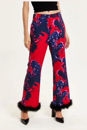 Liquorish Floral Print Tailored Trousers Fluffy