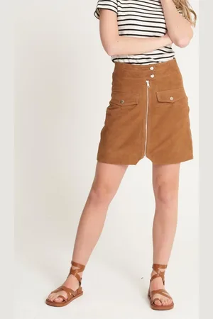 Barneys Originals Real Suede Zip Skirt