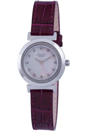 Johan Eric Djursland MOP dial with Swarovski crystal indices, leather crocodile pattern top Strap Watch
