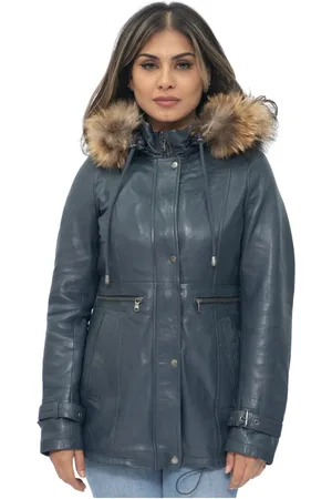 Infinity Leather Hooded Parka Jacket-Putian