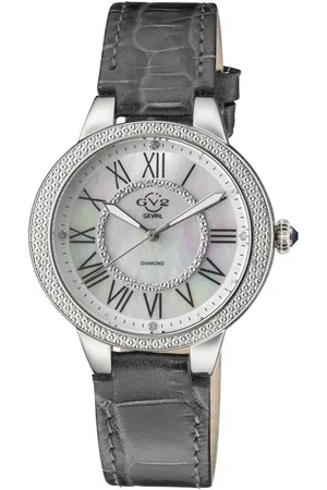 GV2 by Gevril Astor II Silver Dial Gray leather band Swiss Quartz Watch