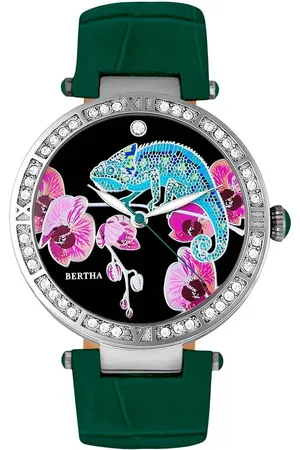 Bertha Camilla Mother-Of-Pearl Leather-Band Watch