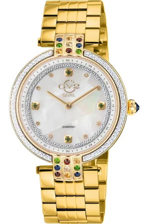 GV2 by Gevril Matera Swiss Quartz Mother of Pearl Dial, 316L Stainless Steel IPYG Bracelet