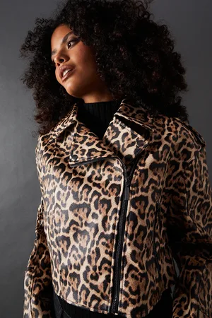 warehouse Animal Oversized Biker Jacket