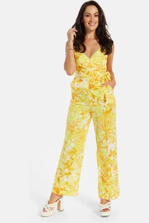 Liquorish And Orange Floral Print V-Neck Jumpsuit