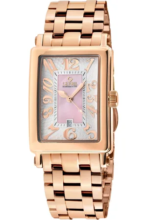 Gevril Ave of Americas Mini Stainless Steel Case, Pink MOP Dial Swiss Quartz Watch