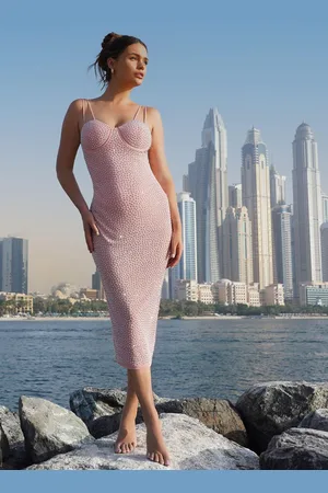 Quiz Rhinestone Bodycon Midi Dress