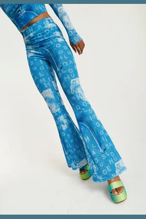 House of Holland Denim Print Flare Trousers