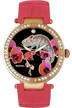 Bertha Camilla Mother-Of-Pearl Leather-Band Watch