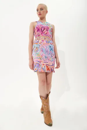 House of Holland Heart Print Mini Jersey Skirt