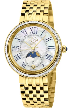 GV2 by Gevril Genoa SS IPYG Case, White MOP Dial, IPYG Stainless Steel Bracelet
