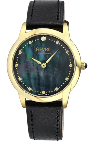 Gevril Airolo Swiss Diamond 13027 Leather Swiss Quartz Watch