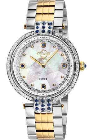 GV2 by Gevril Matera Swiss Quartz MOP Mother of Pearl Dial, T toned SS IPYG Stainless Steel Bracelet
