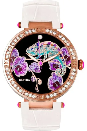 Bertha Camilla Mother-Of-Pearl Leather-Band Watch