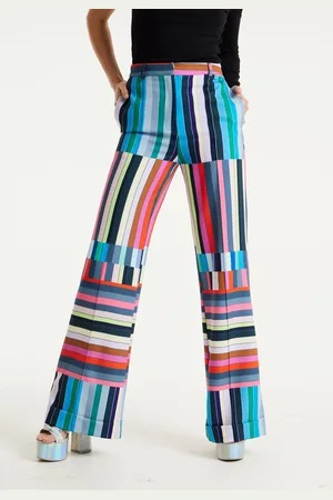House of Holland Colour Bar Print Wide Leg Trousers