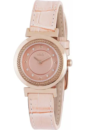 Johan Eric Djursland MOP dial with Swarovski crystal indices, leather crocodile pattern top Strap Watch