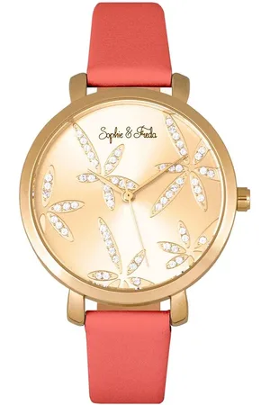 Sophie And Freda Key West Leather-Band Watch with Swarovski Crystals