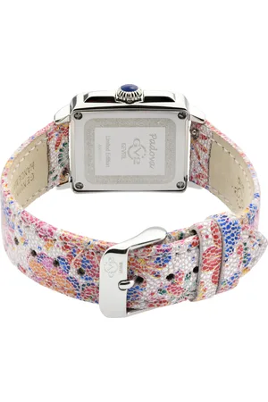 GV2 by Gevril Padova Swiss Quartz DiamondsLeather Pink Floral Strap
