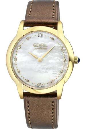 Gevril Airolo Swiss Diamond 13021 Italian Croc Leather Swiss Quartz Watch