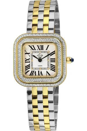GV2 by Gevril Bellagio Swiss Made Diamond Watch, -White Dial, Two toned SS/IPYG Bracelet
