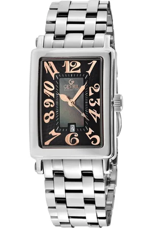 Gevril Ave of Americas Mini Stainless Steel Case,Black MOP Dial Swiss Quartz Watch