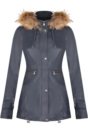 Infinity Warm Leather Hooded Parka Jacket-Northwich