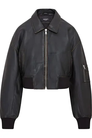 Infinity Oversized Leather MA-1 Bomber Jacket