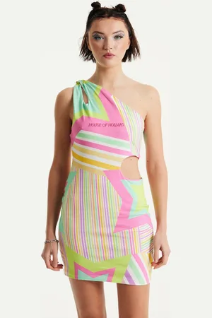 House of Holland Star Print Mini Jersey Dress With Cut Out