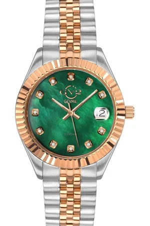 GV2 by Gevril Naples 12408 Green Dial Two Tone Swiss Quartz Watch