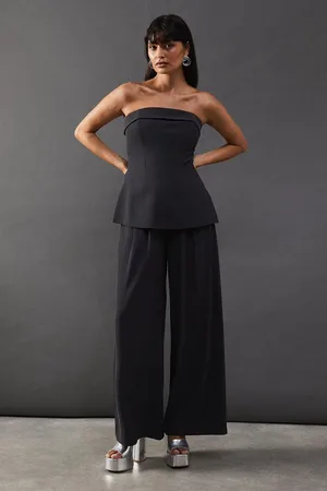 warehouse Drape Pleat Detail Wide Leg Trouser
