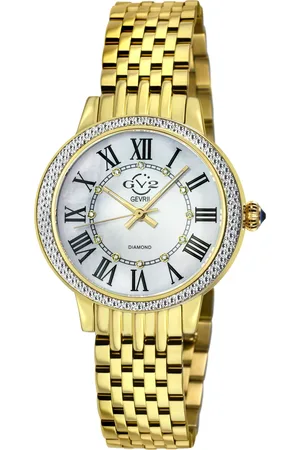 GV2 by Gevril Astor III MOP Dial Swiss Quartz Stainless Steel Diamond Watch