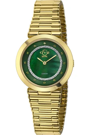 GV2 by Gevril Womens Burano Swiss Quartz MOP Dial Stainless Steel Bracelet Diamond Watch